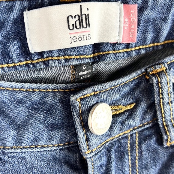 CABI |👖”The Straight” Style Blue Faded Distressed Cropped Low-Rise Denim Jeans - Picture 6 of 7